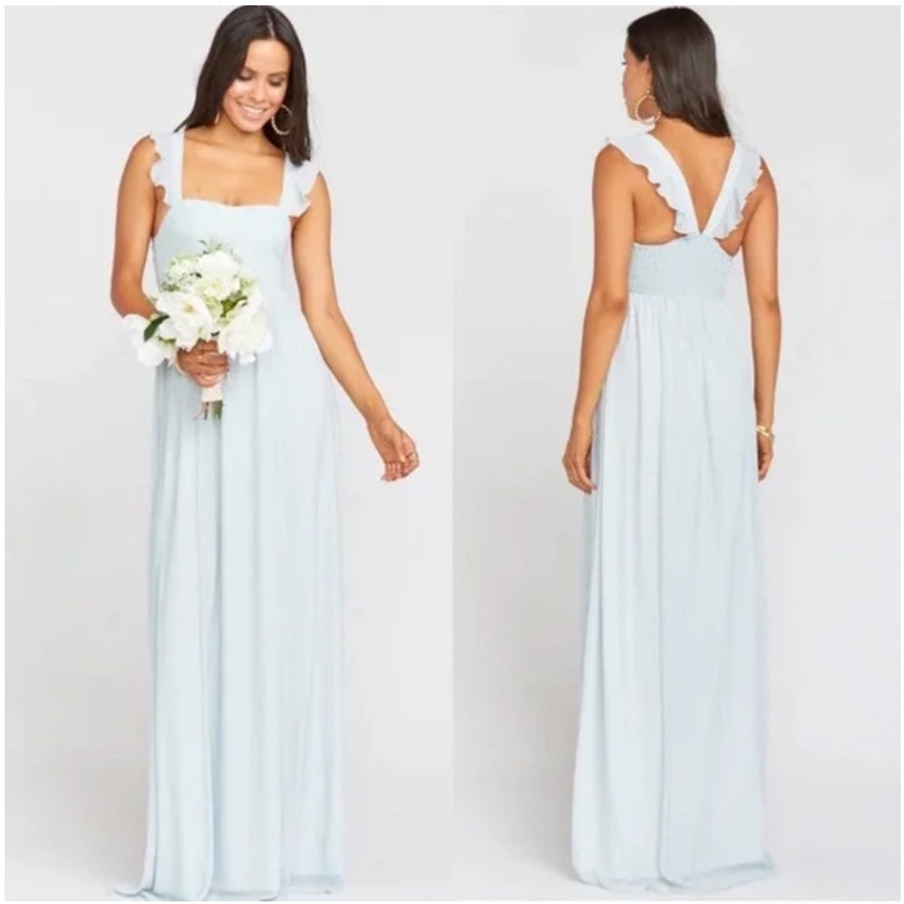Show Me Your Mumu June Maxi Dress Icy Blue Chiffon Size XL
